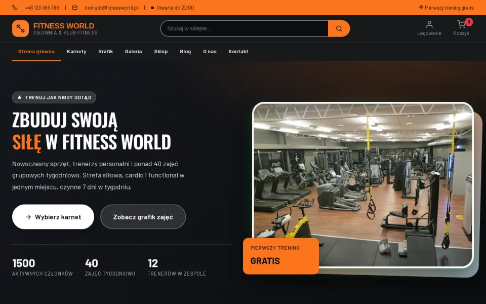 Zrzut strony: Fitness World